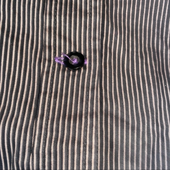 Black Men’s Striped Button Shirt small Buckle - Picture 7 of 10